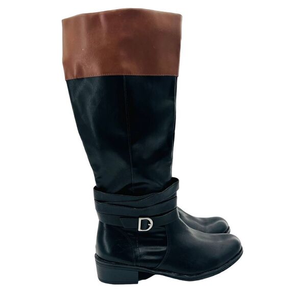 St. John's Bay Women’s Douglas Stacked Heel Riding Two Tone Boots Size 9 - Picture 7 of 11